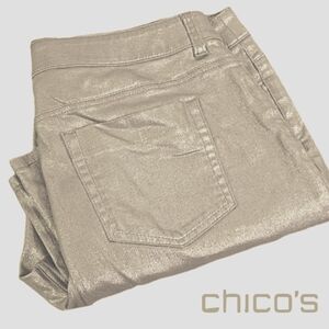 Chico's Platinum metallic crop jeans 14/2.5/L